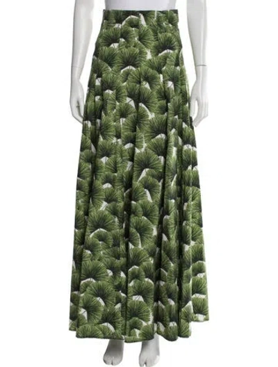 Pre-owned Agua Bendita Floral Print Long Skirt In Green