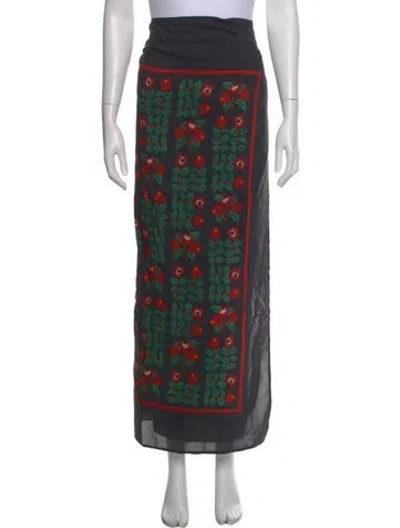 Pre-owned Agua Bendita Floral Print Long Skirt In Green