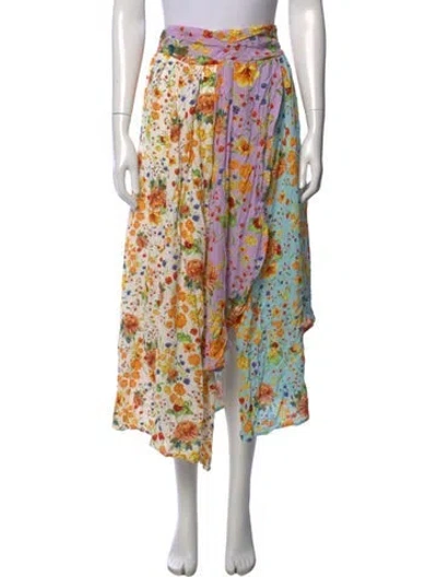 Pre-owned Agua Bendita Floral Print Long Skirt In Multicolor