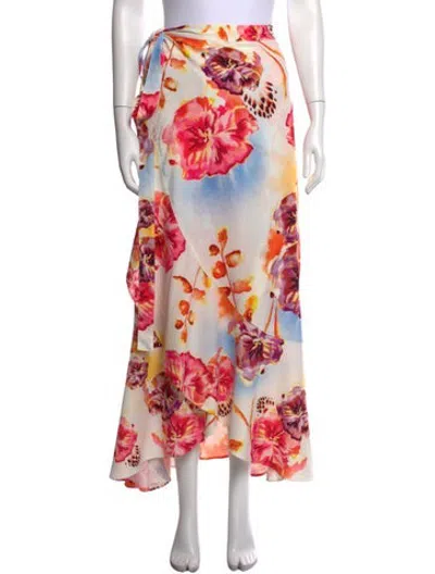 Pre-owned Agua Bendita Floral Print Long Skirt In Multicolor