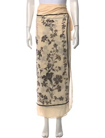 Pre-owned Agua Bendita Floral Print Long Skirt In Neutrals