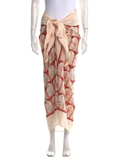 Pre-owned Agua Bendita Floral Print Long Skirt In Neutrals