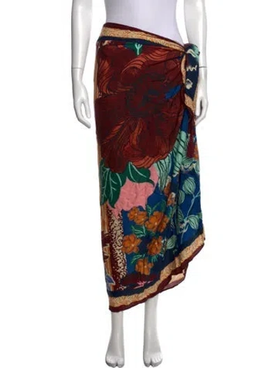 Pre-owned Agua Bendita Floral Print Long Skirt In Red