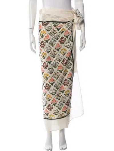 Pre-owned Agua Bendita Floral Print Long Skirt In White