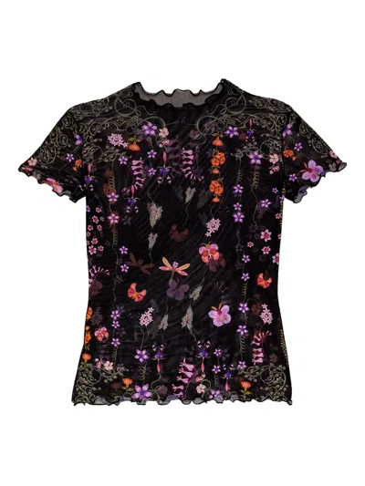 Agua Bendita Floral-print Mesh T-shirt In Multi