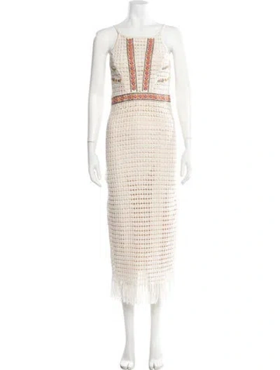Pre-owned Agua Bendita Floral Print Midi Length Dress In Neutral