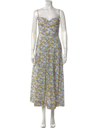 Pre-owned Agua Bendita Floral Print Midi Length Dress In Purple