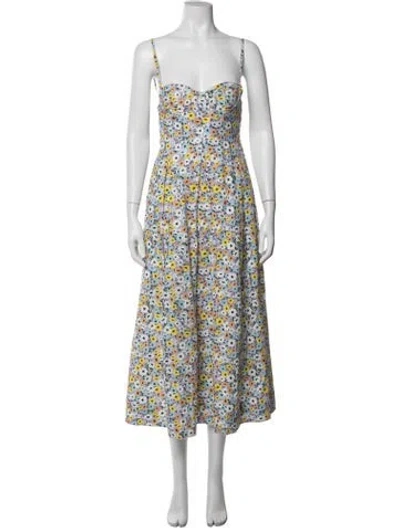 Pre-owned Agua Bendita Floral Print Midi Length Dress In Purple
