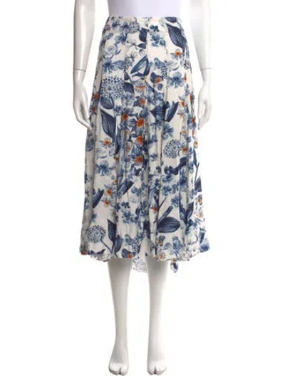 Pre-owned Agua Bendita Floral Print Midi Length Skirt In Blue