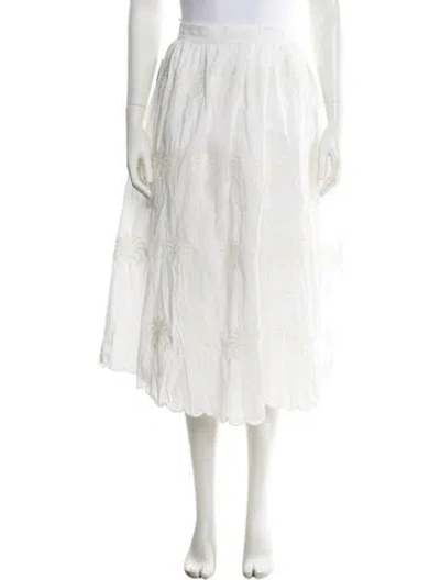 Pre-owned Agua Bendita Floral Print Midi Length Skirt In White