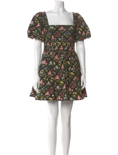 Pre-owned Agua Bendita Floral Print Mini Dress In Black
