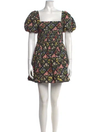 Pre-owned Agua Bendita Floral Print Mini Dress In Black