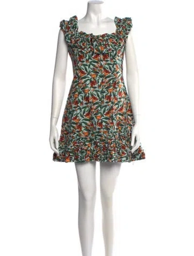 Pre-owned Agua Bendita Floral Print Mini Dress In Blue