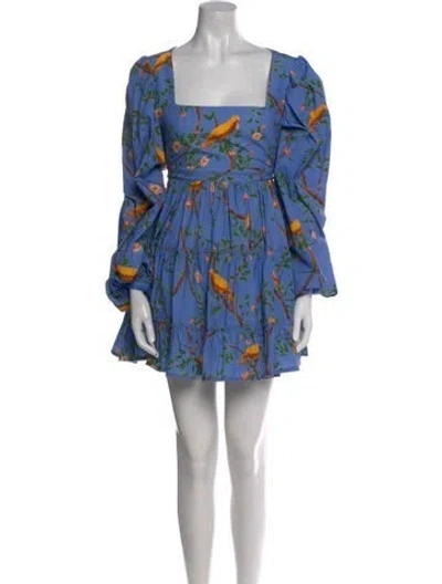 Pre-owned Agua Bendita Floral Print Mini Dress In Blue