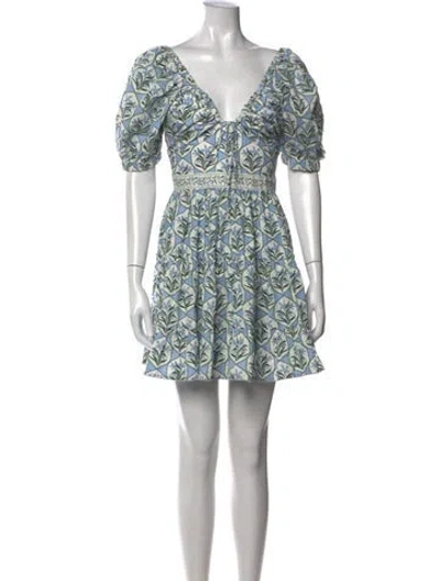 Pre-owned Agua Bendita Floral Print Mini Dress In Blue