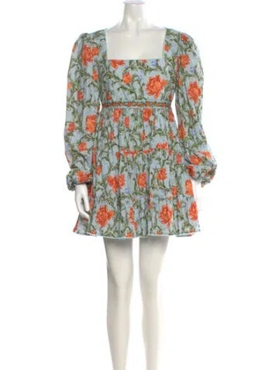 Pre-owned Agua Bendita Floral Print Mini Dress In Green