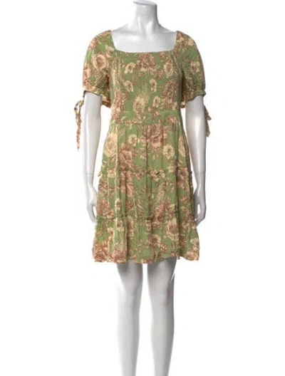 Pre-owned Agua Bendita Floral Print Mini Dress In Green