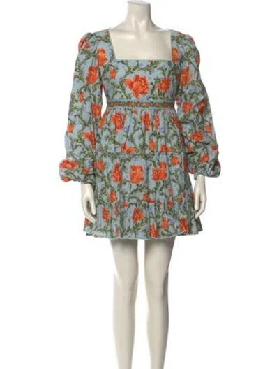 Pre-owned Agua Bendita Floral Print Mini Dress In Green