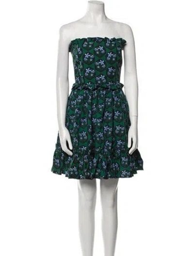 Pre-owned Agua Bendita Floral Print Mini Dress In Green