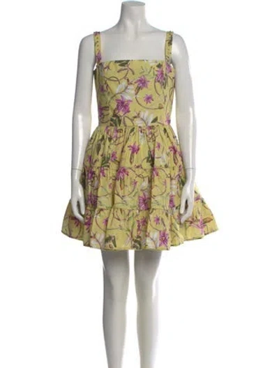 Pre-owned Agua Bendita Floral Print Mini Dress In Green
