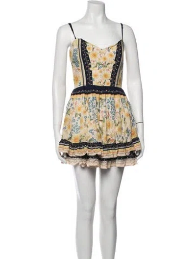 Pre-owned Agua Bendita Floral Print Mini Dress In Green
