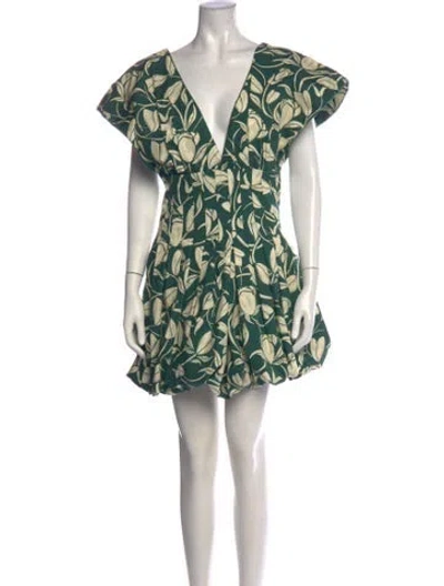 Pre-owned Agua Bendita Floral Print Mini Dress In Green