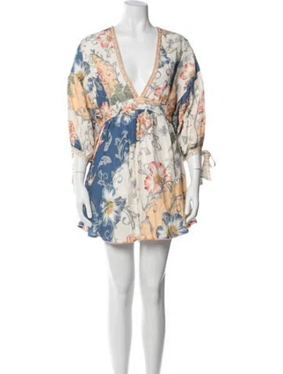 Pre-owned Agua Bendita Floral Print Mini Dress In Multi