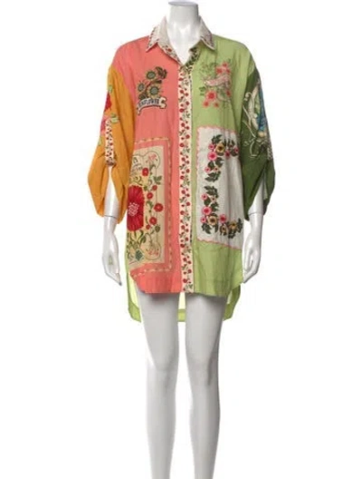 Pre-owned Agua Bendita Floral Print Mini Dress In Multicolor