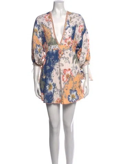 Pre-owned Agua Bendita Floral Print Mini Dress In Multicolor