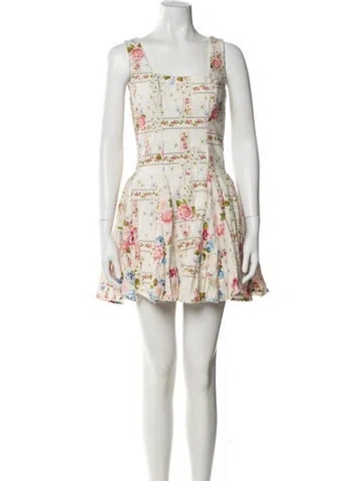 Pre-owned Agua Bendita Floral Print Mini Dress In Neutral