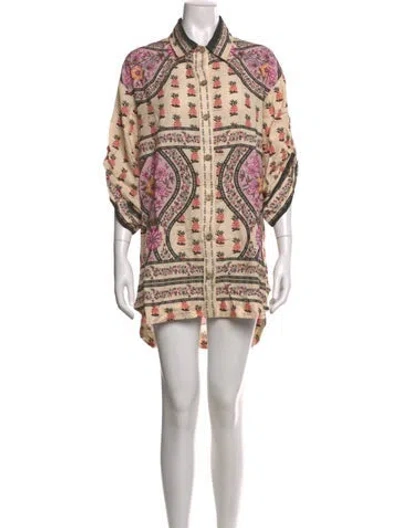 Pre-owned Agua Bendita Floral Print Mini Dress In Neutral