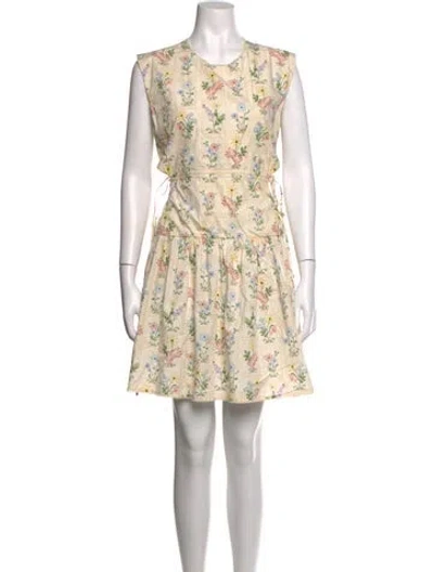 Pre-owned Agua Bendita Floral Print Mini Dress In Neutrals
