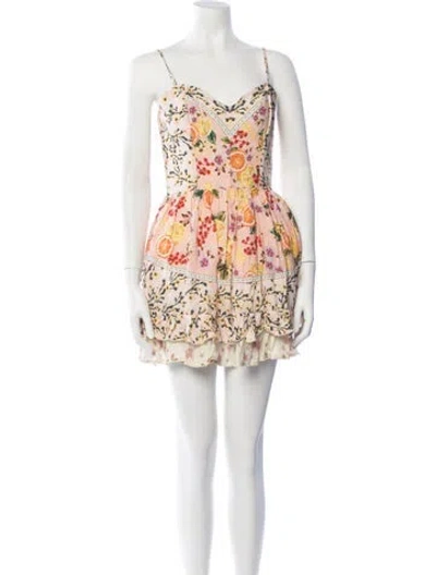 Pre-owned Agua Bendita Floral Print Mini Dress In Neutrals