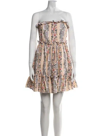 Pre-owned Agua Bendita Floral Print Mini Dress In Neutrals