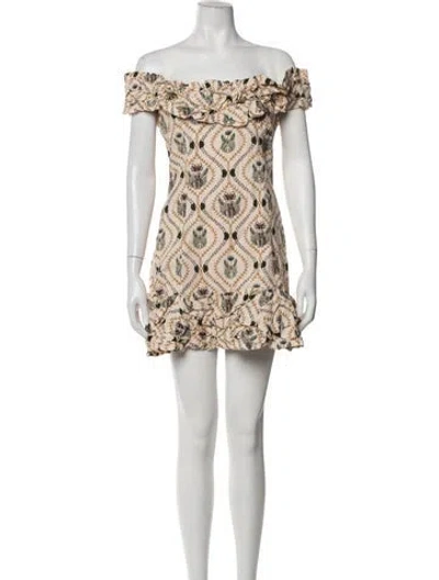 Pre-owned Agua Bendita Floral Print Mini Dress In Neutrals