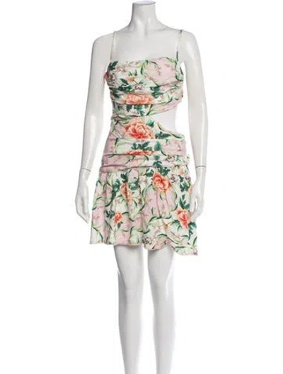 Pre-owned Agua Bendita Floral Print Mini Dress In Pink