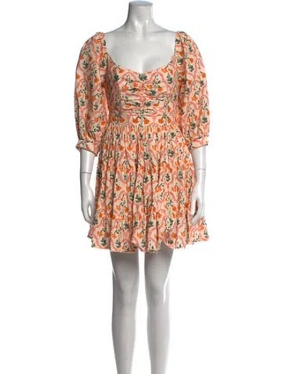 Pre-owned Agua Bendita Floral Print Mini Dress In Pink