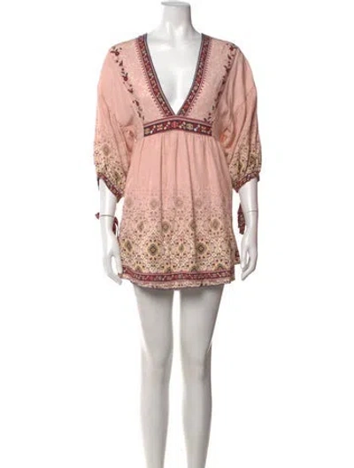 Pre-owned Agua Bendita Floral Print Mini Dress In Pink