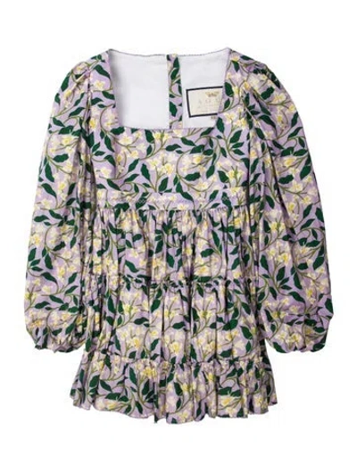 Pre-owned Agua Bendita Floral Print Mini Dress In Purple