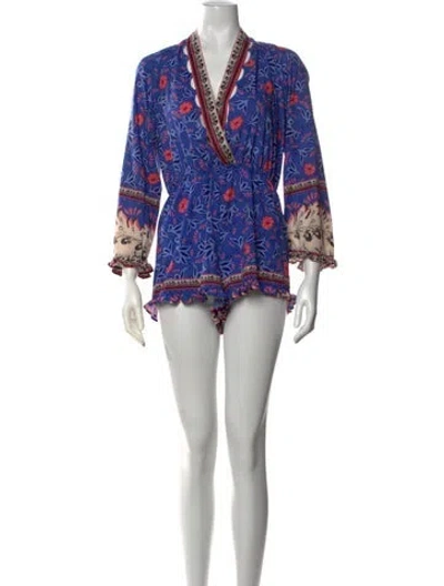 Pre-owned Agua Bendita Floral Print Mini Dress In Purple
