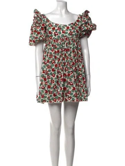 Pre-owned Agua Bendita Floral Print Mini Dress In Red