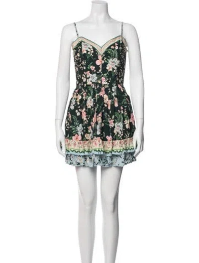 Pre-owned Agua Bendita Floral Print Mini Dress W/ Tags In Black
