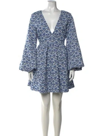 Pre-owned Agua Bendita Floral Print Mini Dress W/ Tags In Blue