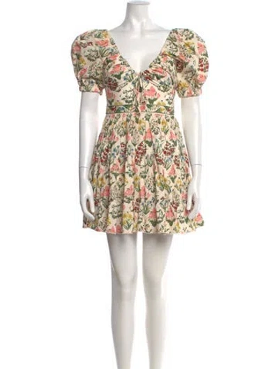 Pre-owned Agua Bendita Floral Print Mini Dress W/ Tags In Multi
