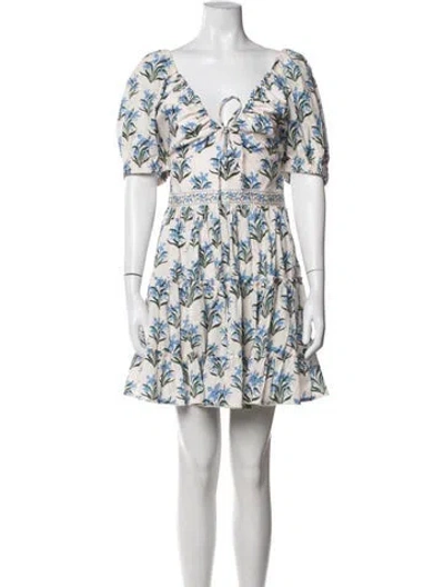 Pre-owned Agua Bendita Floral Print Mini Dress W/ Tags In Neutrals