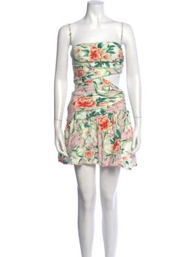 Pre-owned Agua Bendita Floral Print Mini Dress W/ Tags In Yellow