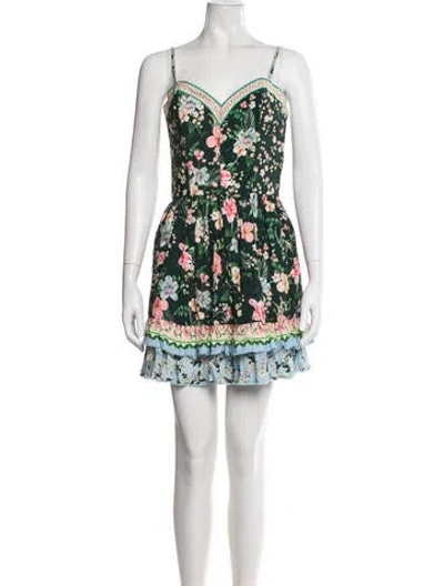 Pre-owned Agua Bendita Floral Print Mini Dress In White