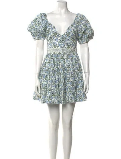 Pre-owned Agua Bendita Floral Print Mini Dress In White