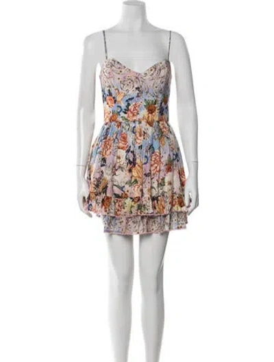Pre-owned Agua Bendita Floral Print Mini Dress In Yellow