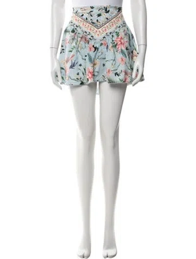 Pre-owned Agua Bendita Floral Print Mini Skirt In Blue